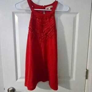 Red Tank With Lace Detail